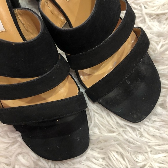 Sacha London Suede Strappy Slip On Block Heels Black 7 - Picture 3 of 8